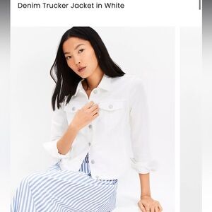 NWT-Loft Cropped Denim Trucker Jacket in White